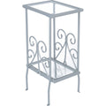 Accent Table - Silver Metal With Tempered Glass
