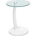 Accent Table - White Bentwood With Tempered Glass