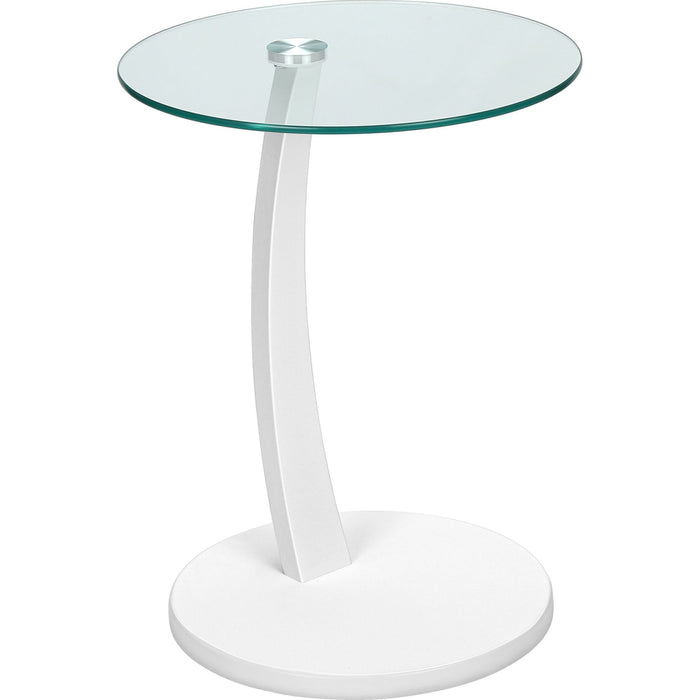 Accent Table - White Bentwood With Tempered Glass