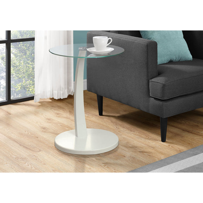 Accent Table - White Bentwood With Tempered Glass