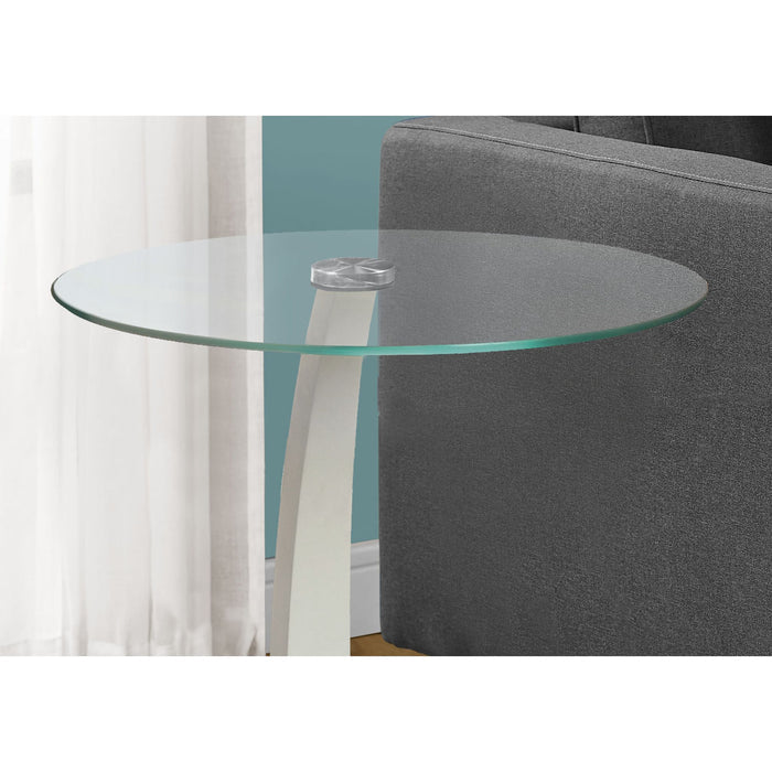 Accent Table - White Bentwood With Tempered Glass