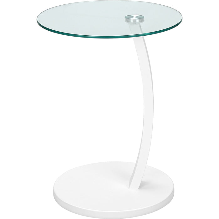 Accent Table - White Bentwood With Tempered Glass