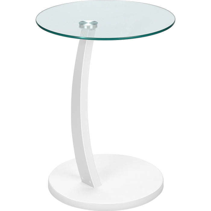 Accent Table - White Bentwood With Tempered Glass