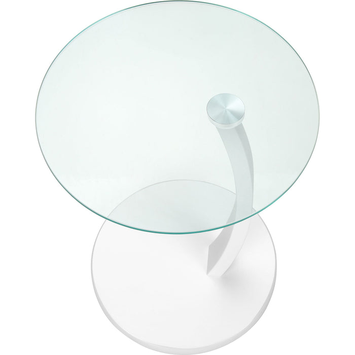 Accent Table - White Bentwood With Tempered Glass