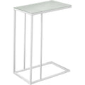 Accent Table - White Metal With Frosted Tempered Glass