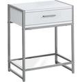 Accent Table - White/Silver Metal/Tempered Glass