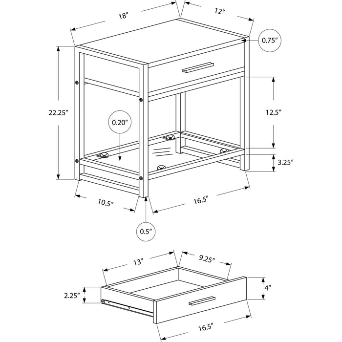 Accent Table - White/Silver Metal/Tempered Glass