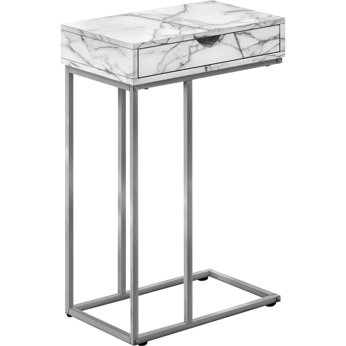 White Marble/Silver Metal