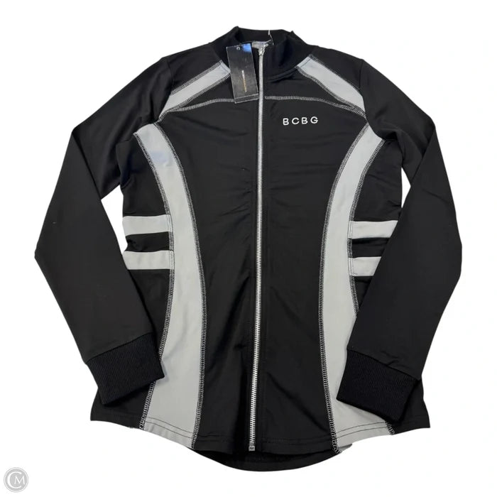 Athletic Jacket By Bcbgmaxazria In Black & Grey, Size: S