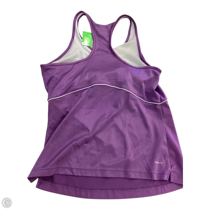 Athletic Tank Top By Adidas In Purple & White, Size: L