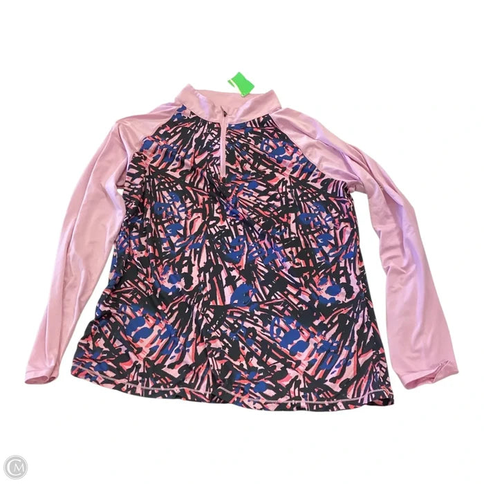 Athletic Top Long Sleeve Collar By Reel Legends In Multi-colored, Size: L