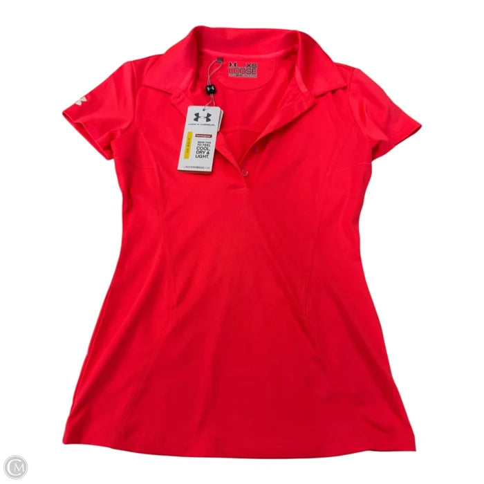 Athletic Top Short Sleeve By Under Armour In Orange, Size: Xs