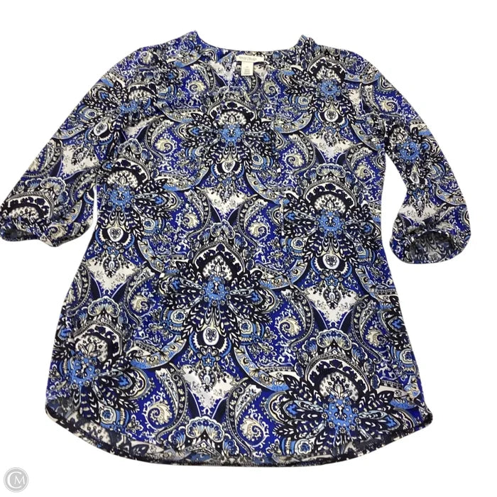 Blouse 3/4 Sleeve By White House Black Market In Blue, Size: M