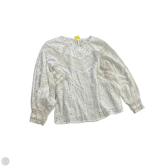 Blouse Long Sleeve By Anthropologie In White, Size: M