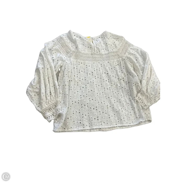 Blouse Long Sleeve By Anthropologie In White, Size: M