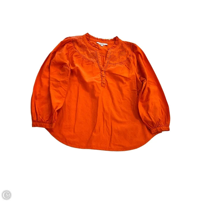 Blouse Long Sleeve By Loft In Orange, Size: M