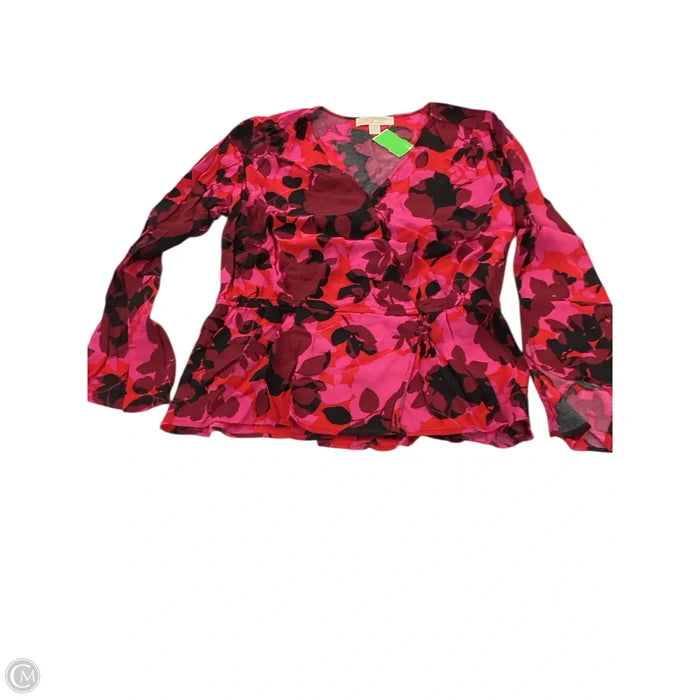 Blouse Long Sleeve By Michael By Michael Kors In Multi-colored, Size: L