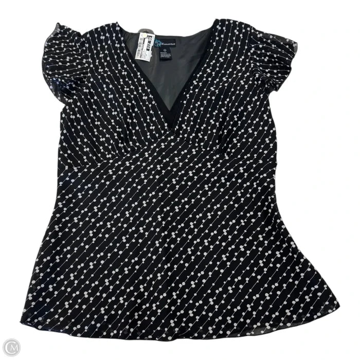 Blouse Short Sleeve By Clothes Mentor In Black & White, Size: 14