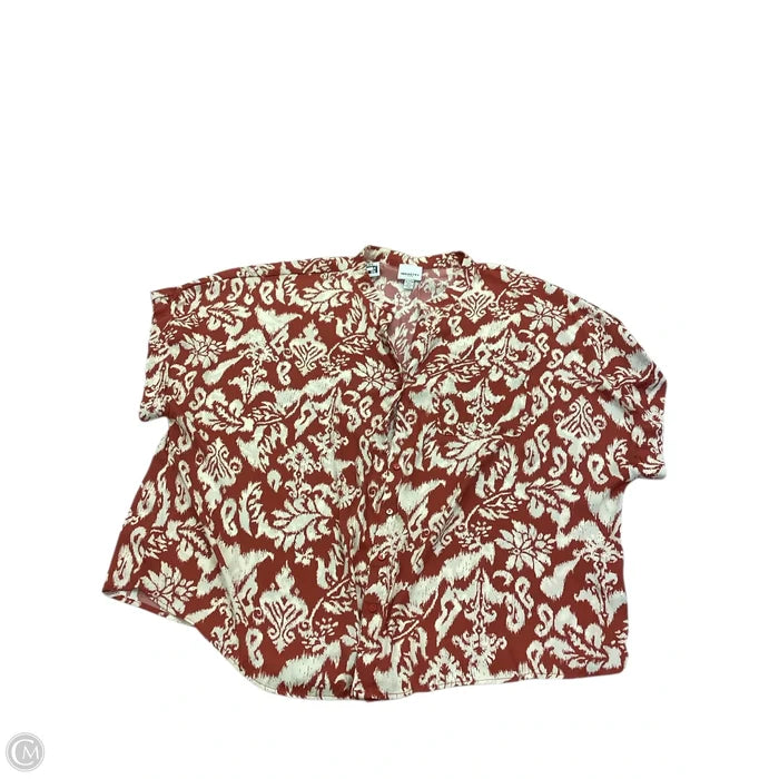 Blouse Short Sleeve By Industry In Orange & White, Size: 3x