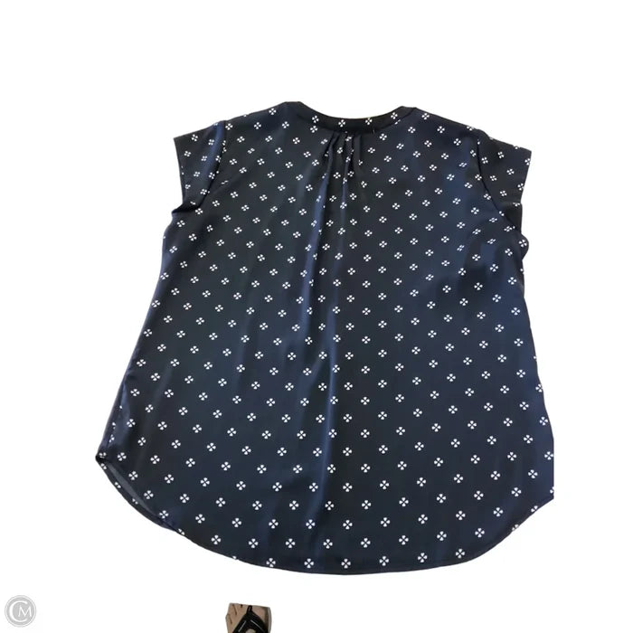 Blouse Short Sleeve By Liz Claiborne In Black & White, Size: L