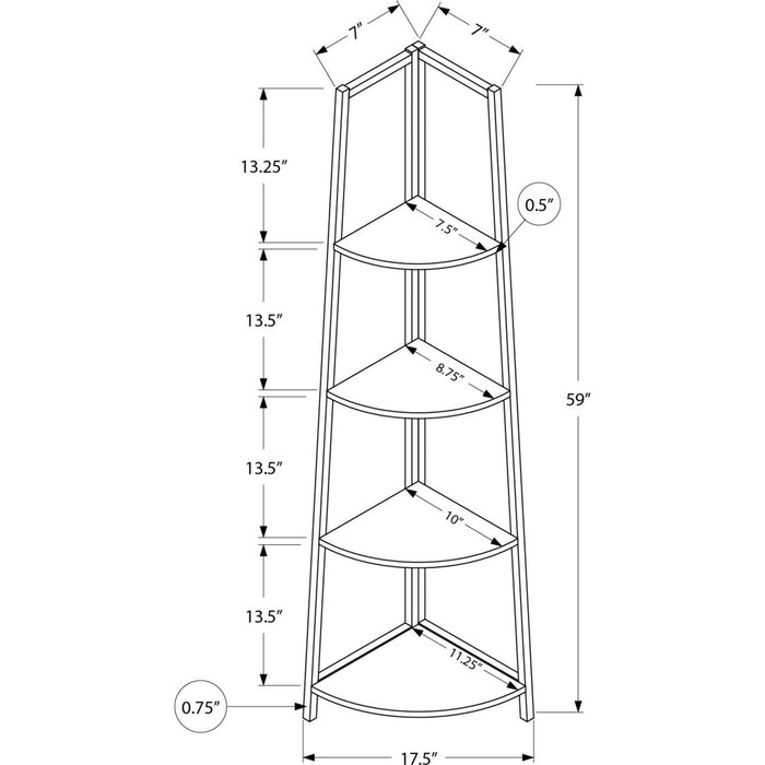 Bookcase - 60"h - Metal Corner Etagere