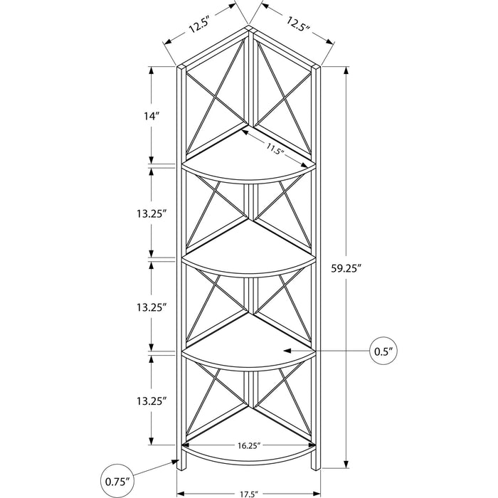 Bookcase - 60"h - Metal Corner
