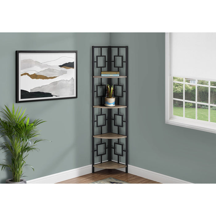 Bookcase - 62"h - Metal Corner Etagere