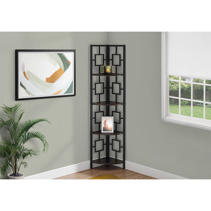 Bookcase - 62"h - Metal Corner Etagere