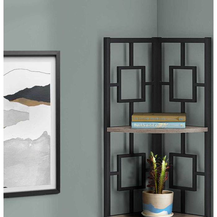 Bookcase - 62"h - Metal Corner Etagere