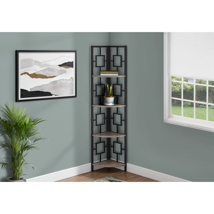 Bookcase - 62"h - Metal Corner Etagere