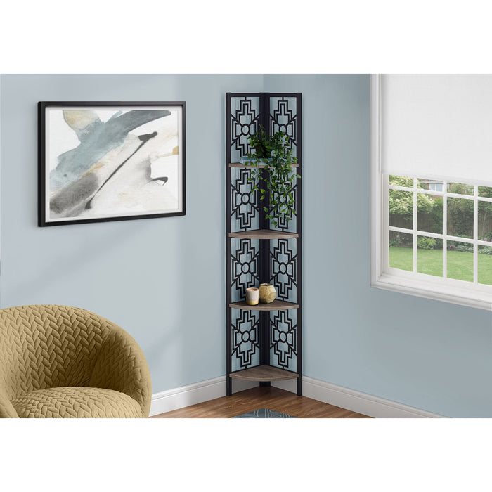 Bookcase - 62"h - Metal Corner Etagere