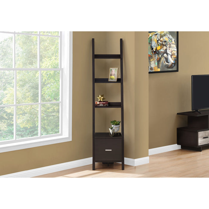 Bookcase - 69"h - Corner Etagere W/ Drawer