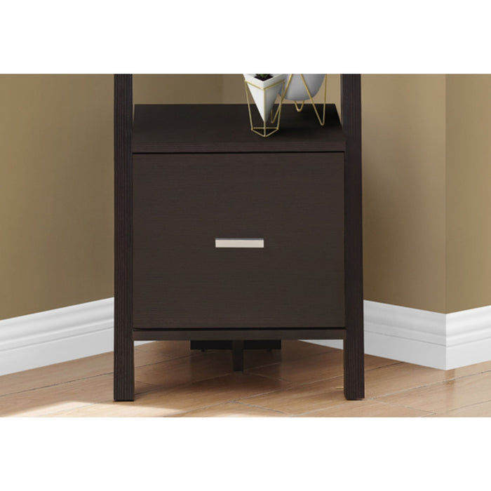 Bookcase - 69"h - Corner Etagere W/ Drawer