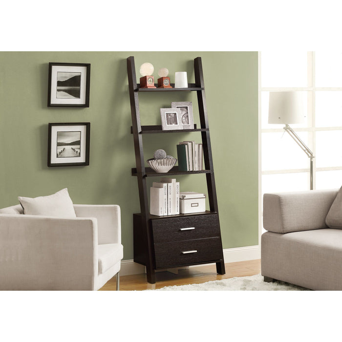 Bookcase - 69"h - Ladder W/ 2 Storage Drawers