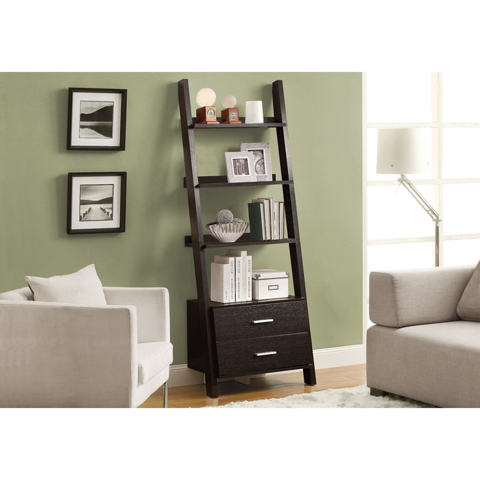 Bookcase - 69"h - Ladder W/ 2 Storage Drawers
