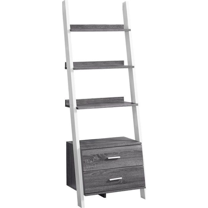 Bookcase - 69"h - Ladder with 2 Storage Drawer