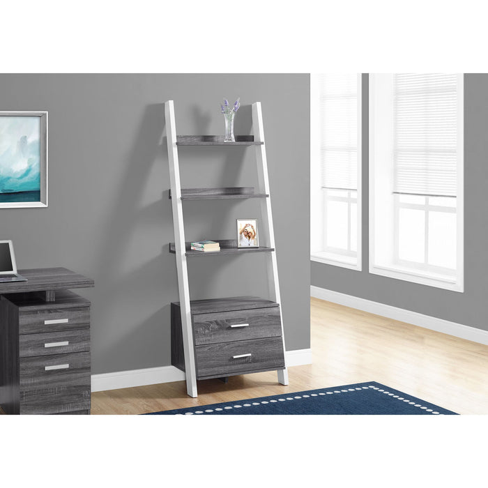 Bookcase - 69"h - Ladder with 2 Storage Drawer