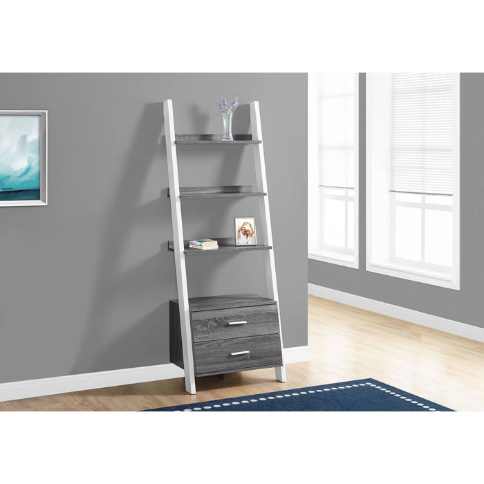 Bookcase - 69"h - Ladder with 2 Storage Drawer