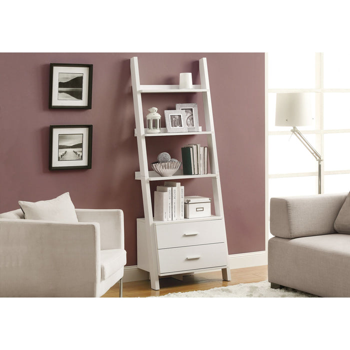 Bookcase - 69"h - Ladder with 2 Storage Drawers