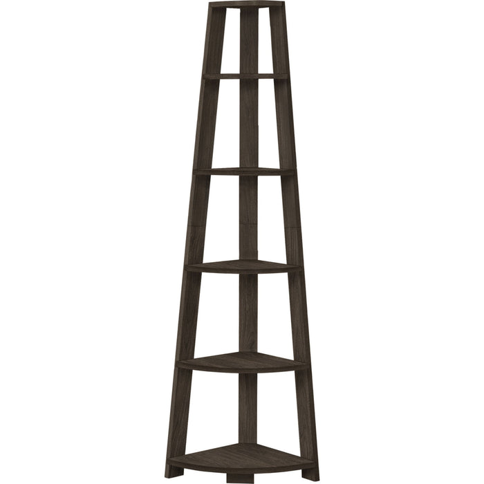 Bookcase - 72"h - Brown Corner Accent Etagere