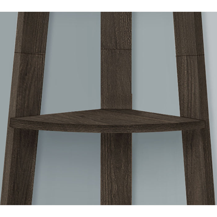 Bookcase - 72"h - Brown Corner Accent Etagere