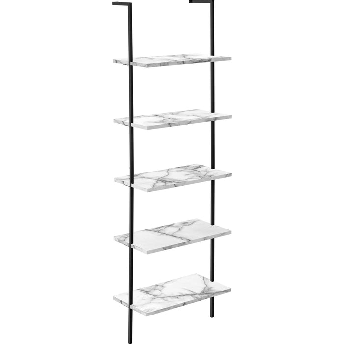 Bookcase - 72"h - Ladder Marble - Black Metal