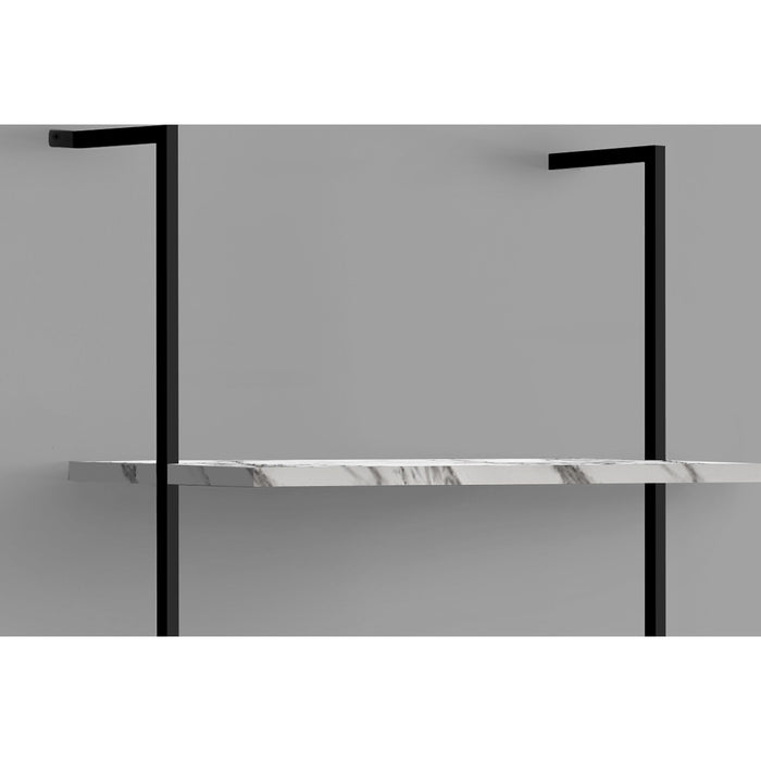 Bookcase - 72"h - Ladder Marble - Black Metal