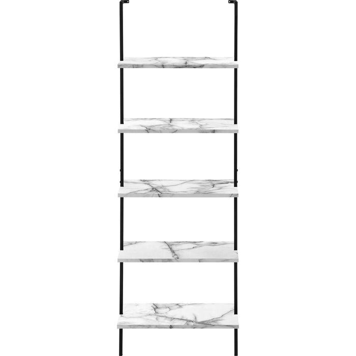 Bookcase - 72"h - Ladder Marble - Black Metal