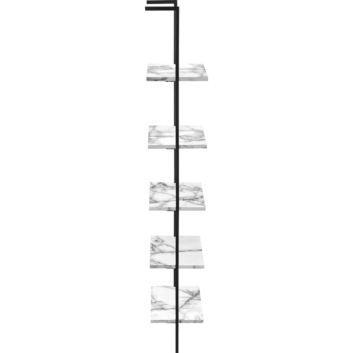 Bookcase - 72"h - Ladder Marble - Black Metal