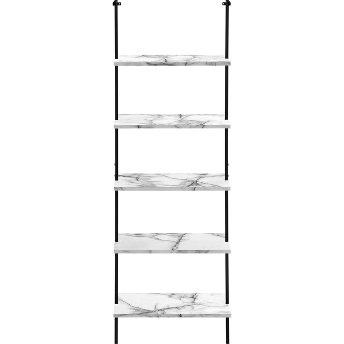 Bookcase - 72"h - Ladder Marble - Black Metal