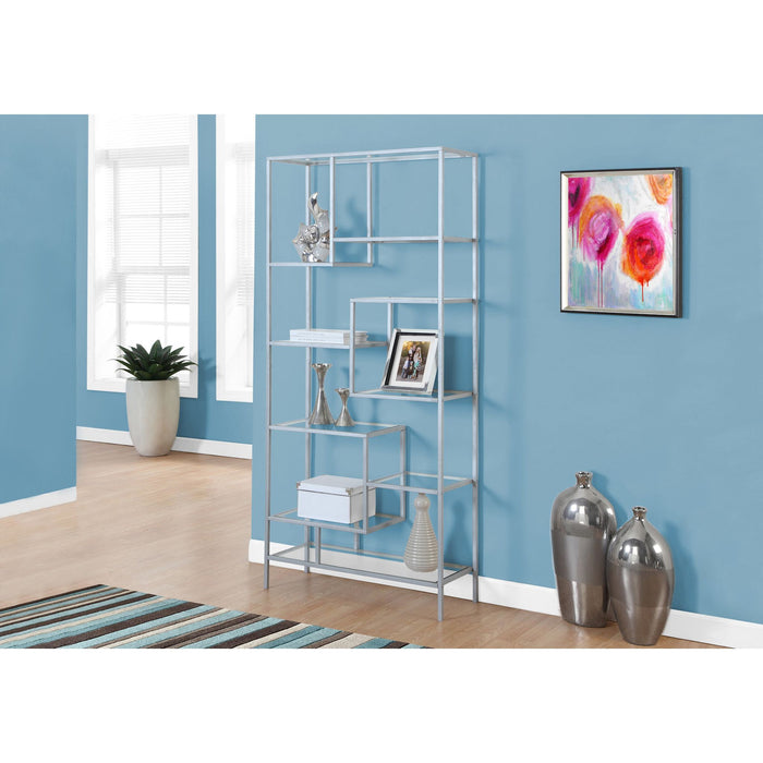 Bookcase - 72"h - Metal with Tempered Glass
