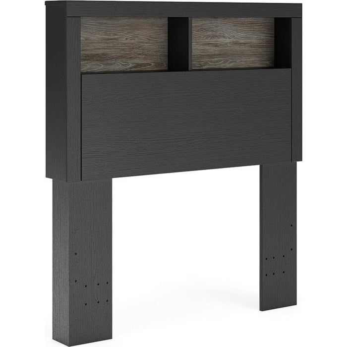 Broachmyn Twin Bookcase Headboard - Black/Gray
