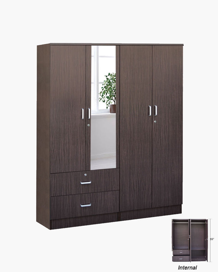 Cancin Open Door Wardrobe with Mirror