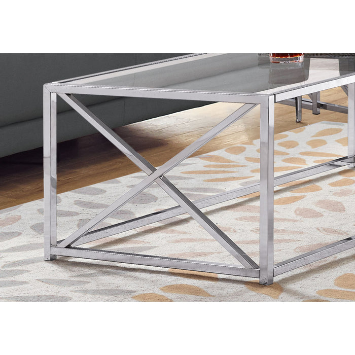 Coffee Table - Chrome Metal With Tempered Glass